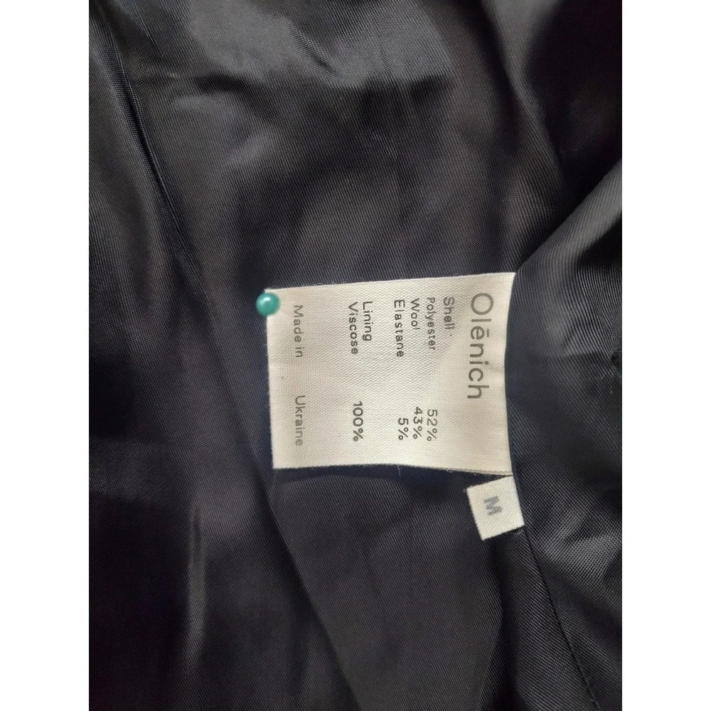 Olenich Black Asymmetrical Single Button Wool Blend Blazer Coat Womens Medium
